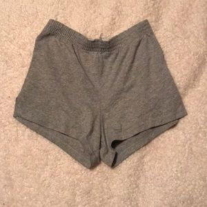 Soft grey shorts with elastic waist band